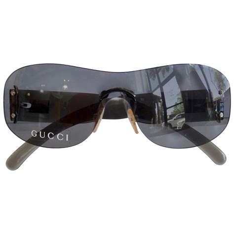 gucci sunglasses black mens shield shades vintage|gucci sunglasses rimless.